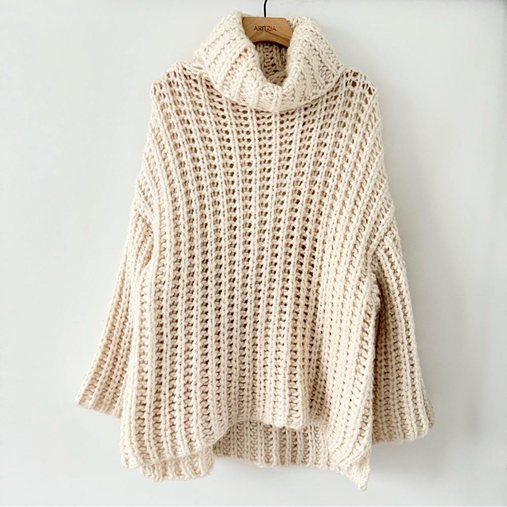 Zara Cream Chunky Knit Cowl Neck Sweater - Picture 7 of 14